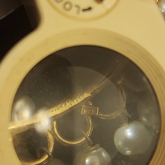 925 hoop earing with pearls gold tone - Picture 3 of 4